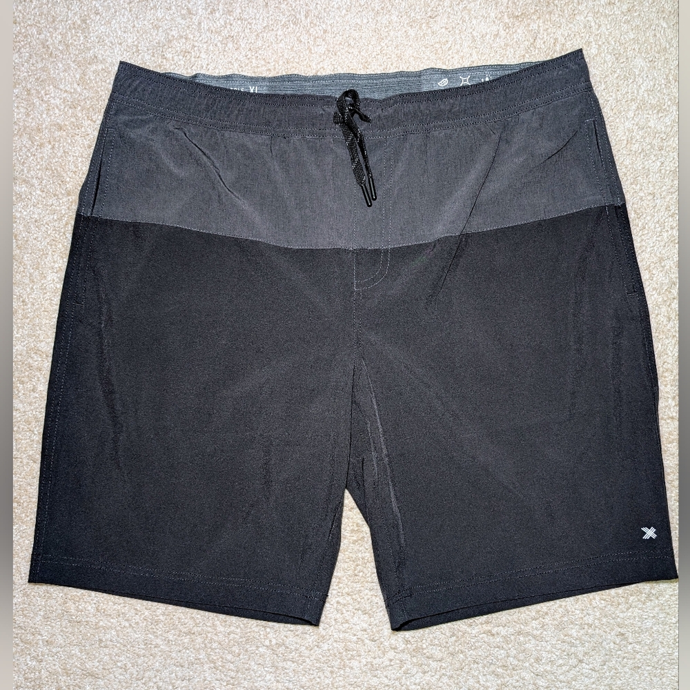 Kenneth Cole Black and Gray Athletic Board Shorts